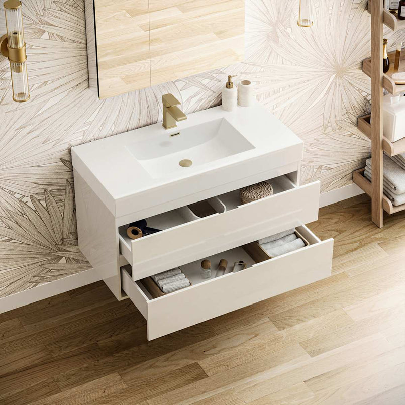 Valencia 40" Wall Mounted Single Basin Vanity Set with Cabinet, Acrylic Vanity Top, and Medicine Cabinet - image 3