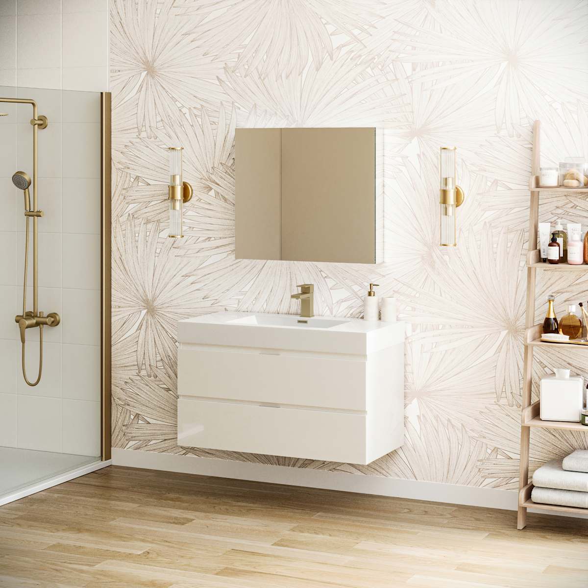 Valencia 40" Wall Mounted Single Basin Vanity Set with Cabinet, Acrylic Vanity Top, and Medicine Cabinet