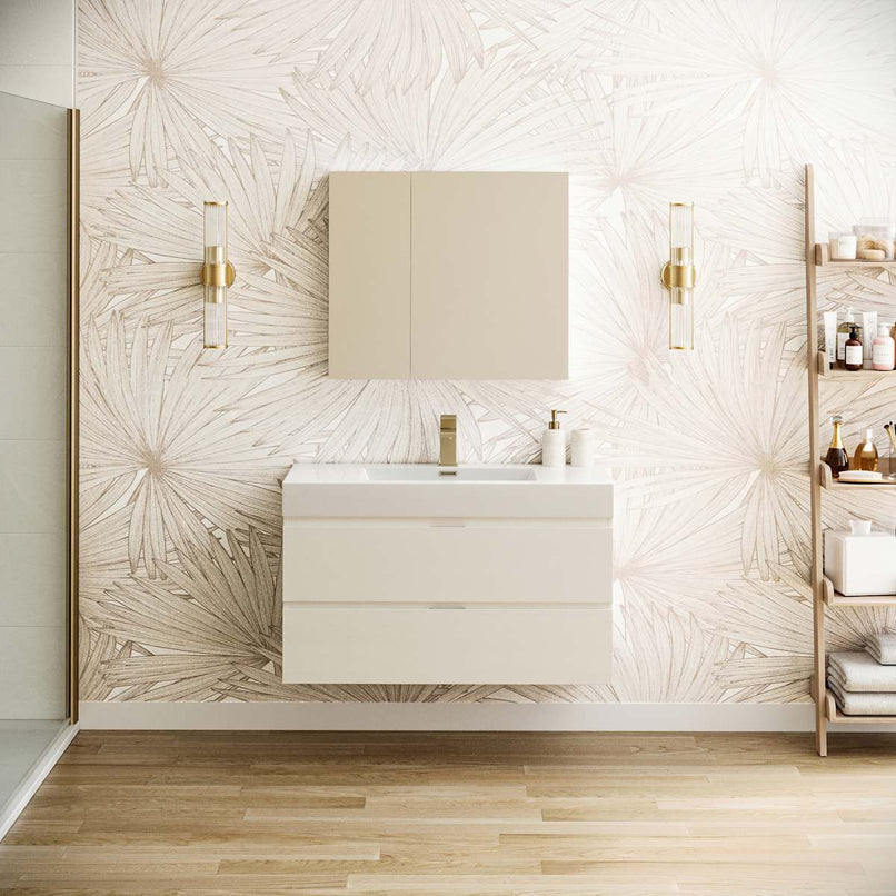 Valencia 40" Wall Mounted Single Basin Vanity Set with Cabinet, Acrylic Vanity Top, and Medicine Cabinet - image 1