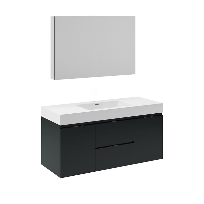 Valencia 48" Wall Mounted Single Basin Vanity Set with Cabinet, Acrylic Vanity Top, and Medicine Cabinet - image 2