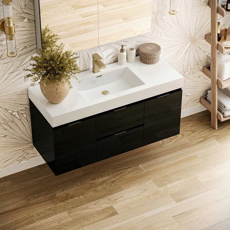 Valencia 48" Wall Mounted Single Basin Vanity Set with Cabinet, Acrylic Vanity Top, and Medicine Cabinet - image 4