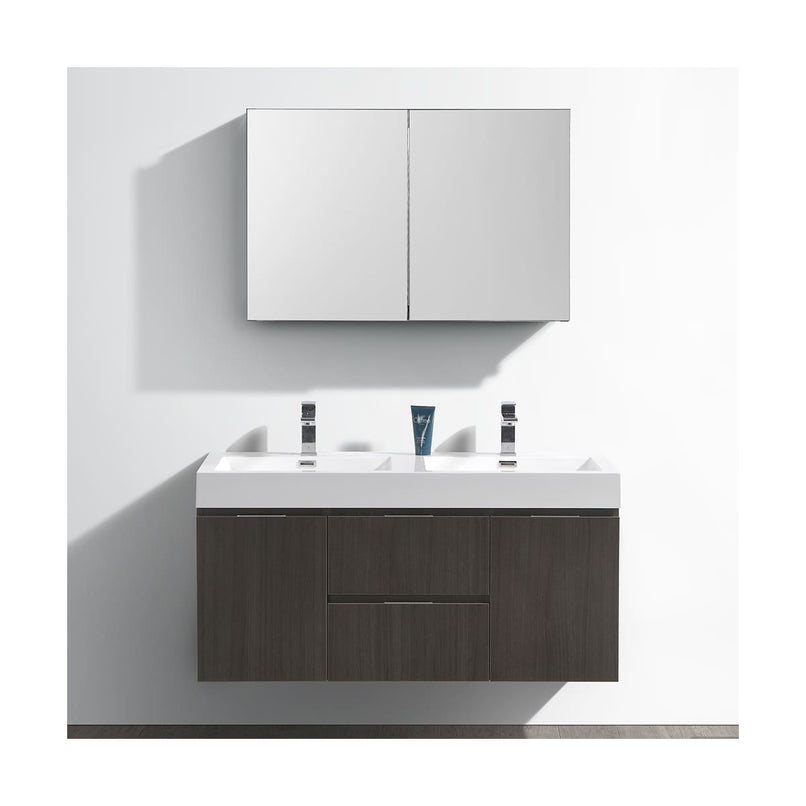 Valencia 48" Wall Mounted Double Basin Vanity Set with Cabinet, Acrylic Vanity Top, and Medicine Cabinet - image 7