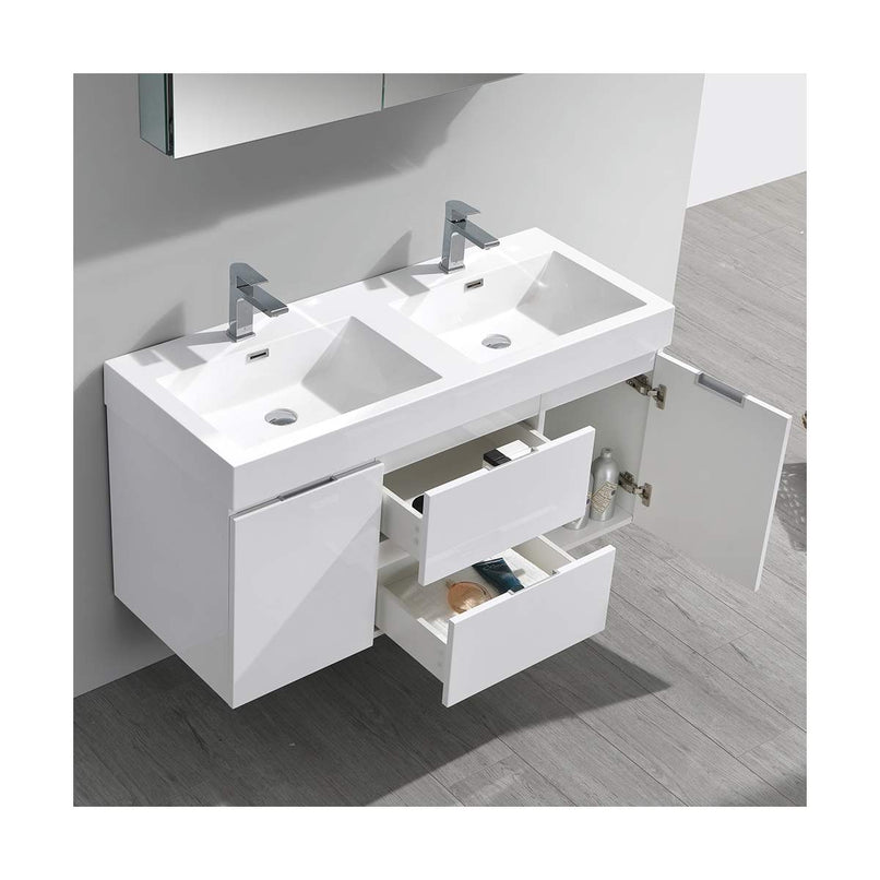 Valencia 48" Wall Mounted Double Basin Vanity Set with Cabinet, Acrylic Vanity Top, and Medicine Cabinet - image 13