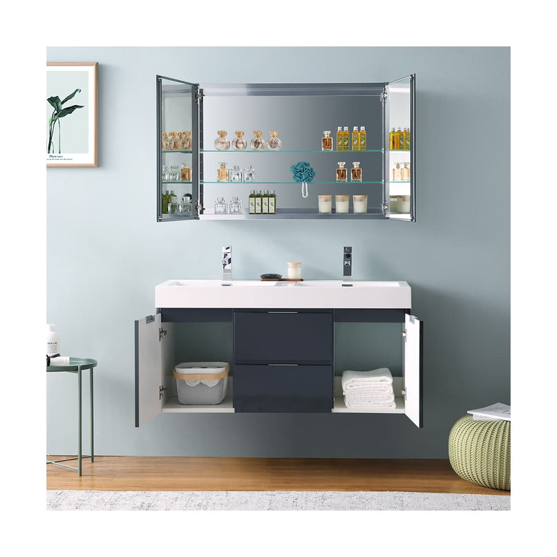 Valencia 48" Wall Mounted Double Basin Vanity Set with Cabinet, Acrylic Vanity Top, and Medicine Cabinet - image 4