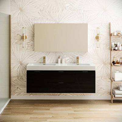 Valencia 60" Wall Mounted Double Basin Vanity Set with Cabinet, Acrylic Vanity Top, and Medicine Cabinet - image 1