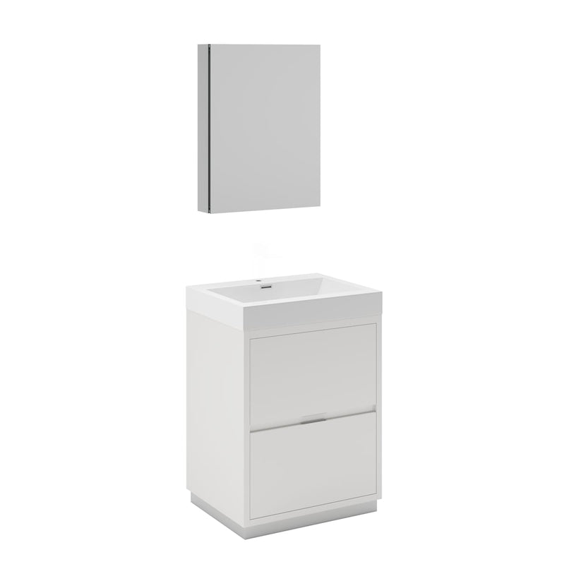 Valencia 24" Free Standing Single Basin Vanity Set with Cabinet, Acrylic Vanity Top, and Medicine Cabinet - image 2