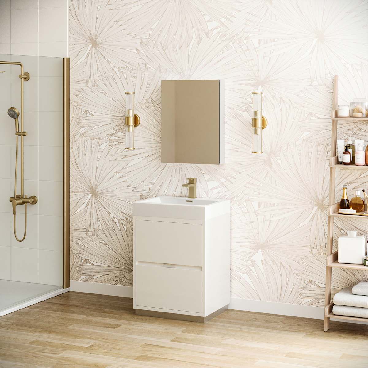 Valencia 24" Free Standing Single Basin Vanity Set with Cabinet, Acrylic Vanity Top, and Medicine Cabinet