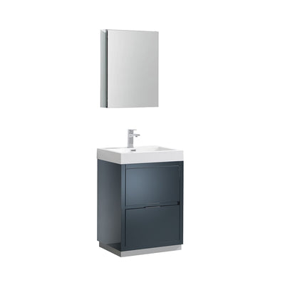 Valencia 24" Free Standing Single Basin Vanity Set with Cabinet, Acrylic Vanity Top, and Medicine Cabinet - image 1