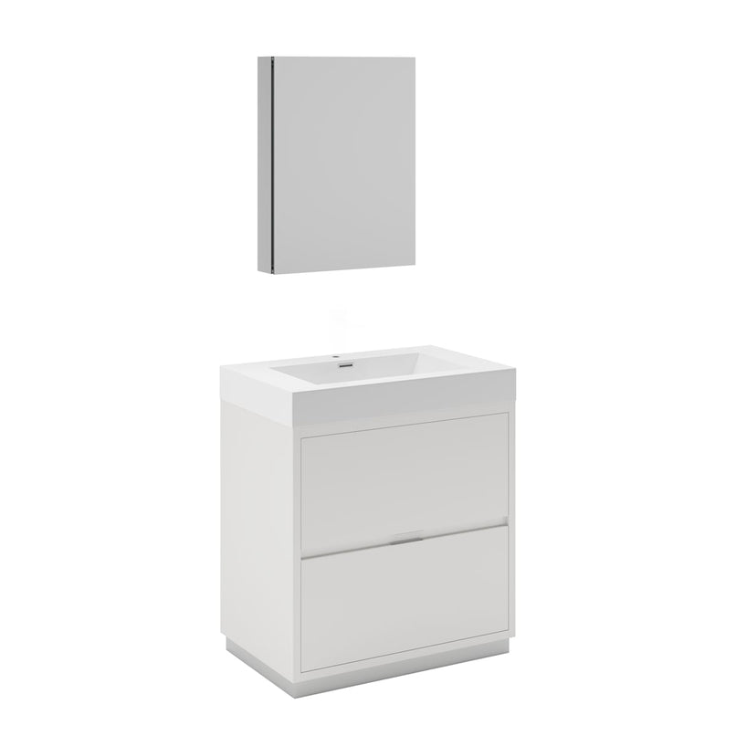 Valencia 30" Free Standing Single Basin Vanity Set with Cabinet, Acrylic Vanity Top, and Medicine Cabinet - image 2