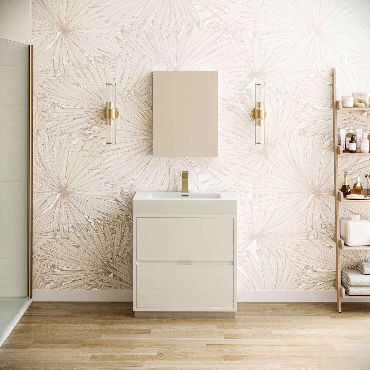 Valencia 30" Free Standing Single Basin Vanity Set with Cabinet, Acrylic Vanity Top, and Medicine Cabinet