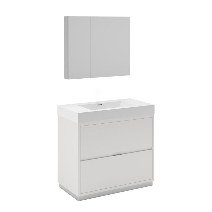 Valencia 36" Free Standing Single Basin Vanity Set with Cabinet, Acrylic Vanity Top, and Medicine Cabinet - image 2
