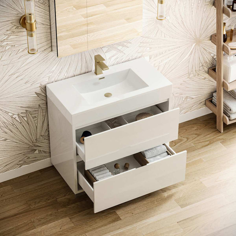 Valencia 36" Free Standing Single Basin Vanity Set with Cabinet, Acrylic Vanity Top, and Medicine Cabinet - image 3