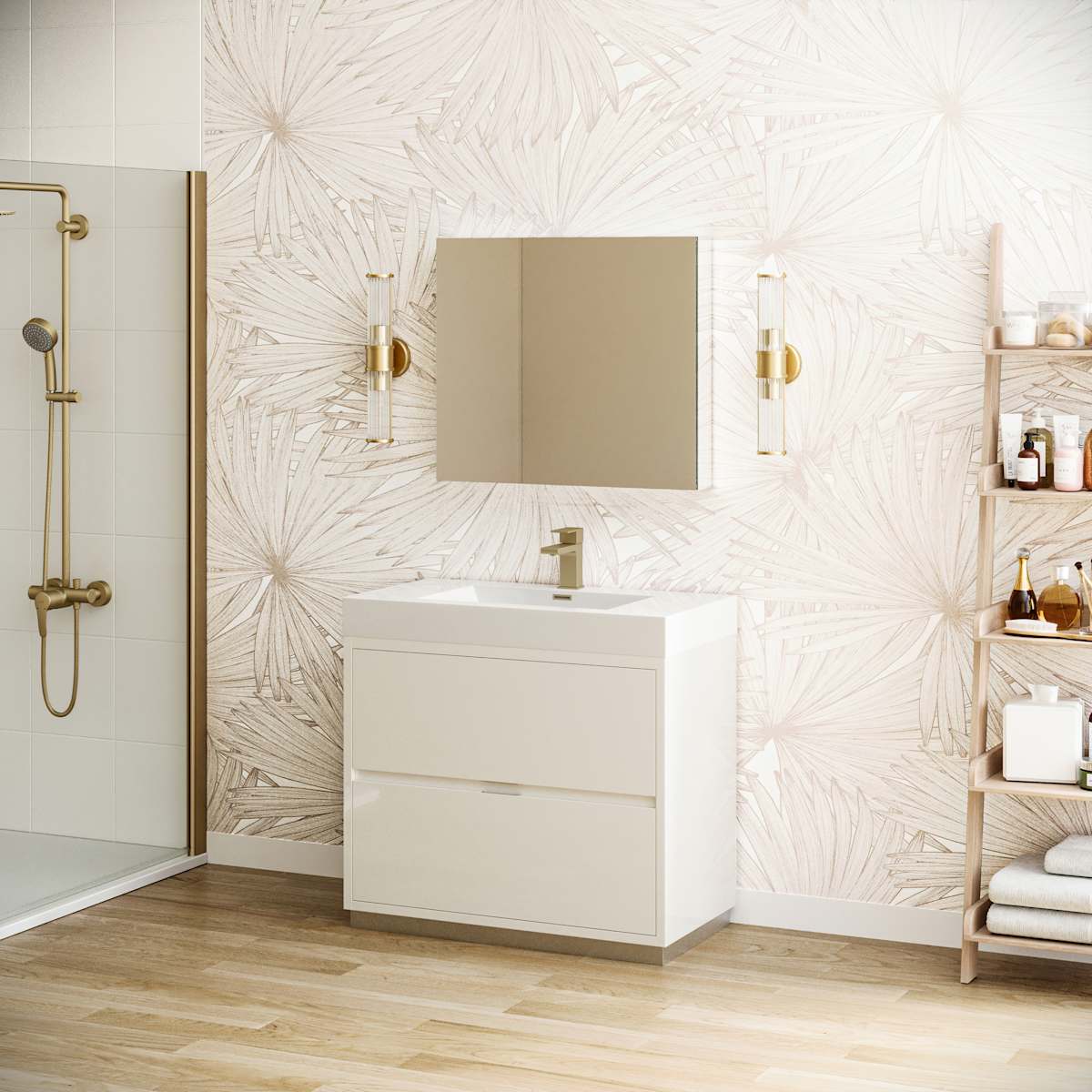 Valencia 36" Free Standing Single Basin Vanity Set with Cabinet, Acrylic Vanity Top, and Medicine Cabinet - image 5