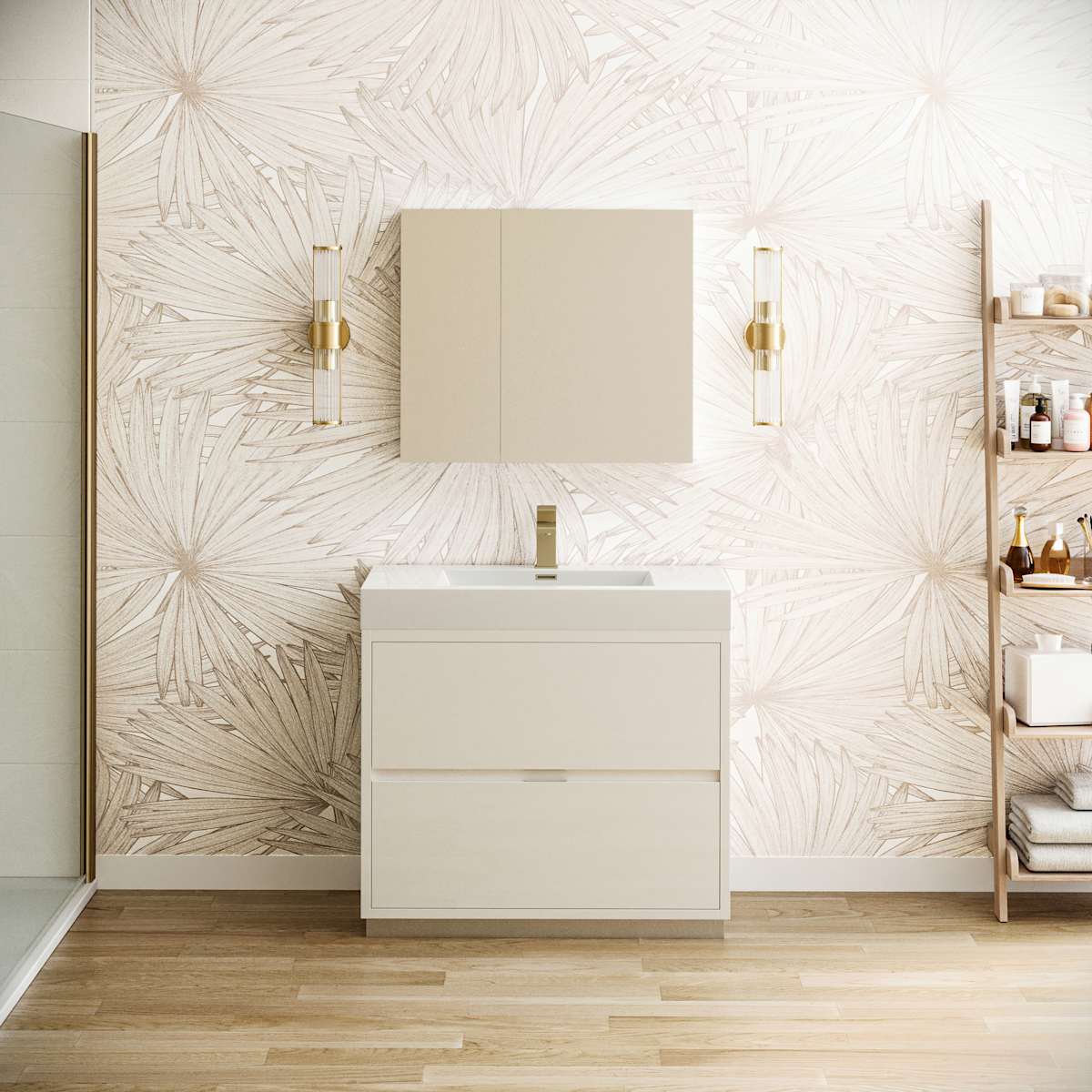 Valencia 36" Free Standing Single Basin Vanity Set with Cabinet, Acrylic Vanity Top, and Medicine Cabinet