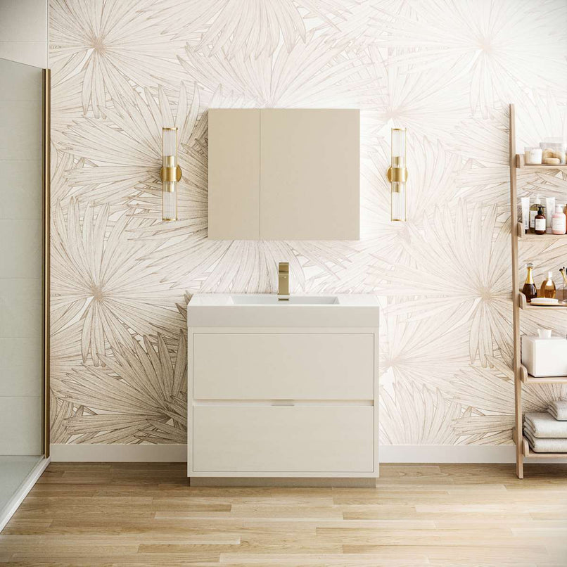 Valencia 36" Free Standing Single Basin Vanity Set with Cabinet, Acrylic Vanity Top, and Medicine Cabinet - image 1