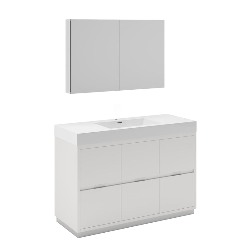 Valencia 48" Free Standing Single Basin Vanity Set with Cabinet, Acrylic Vanity Top, and Medicine Cabinet - image 2