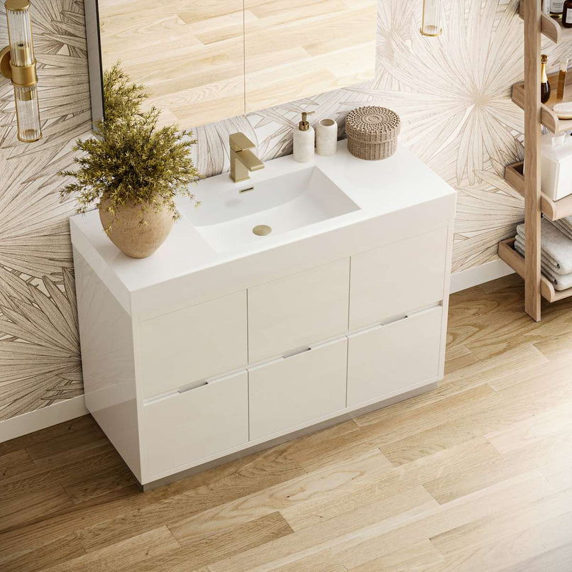 Valencia 48" Free Standing Single Basin Vanity Set with Cabinet, Acrylic Vanity Top, and Medicine Cabinet - image 4