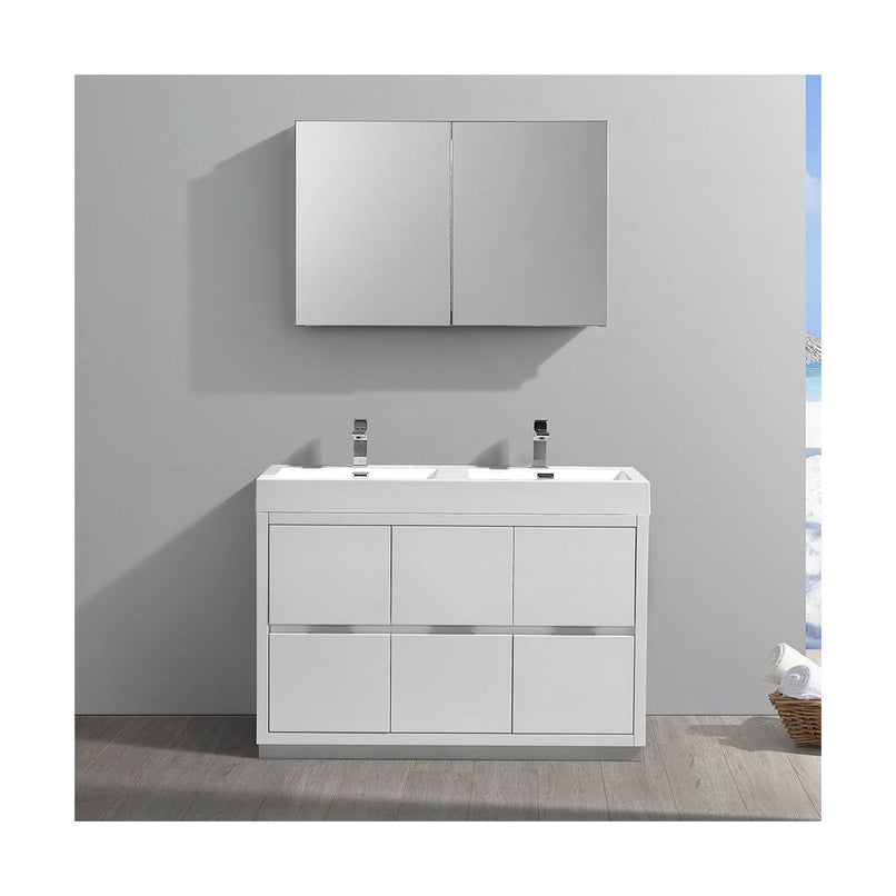 Valencia 48" Free Standing Double Basin Vanity Set with Cabinet, Acrylic Vanity Top, and Medicine Cabinet - image 11