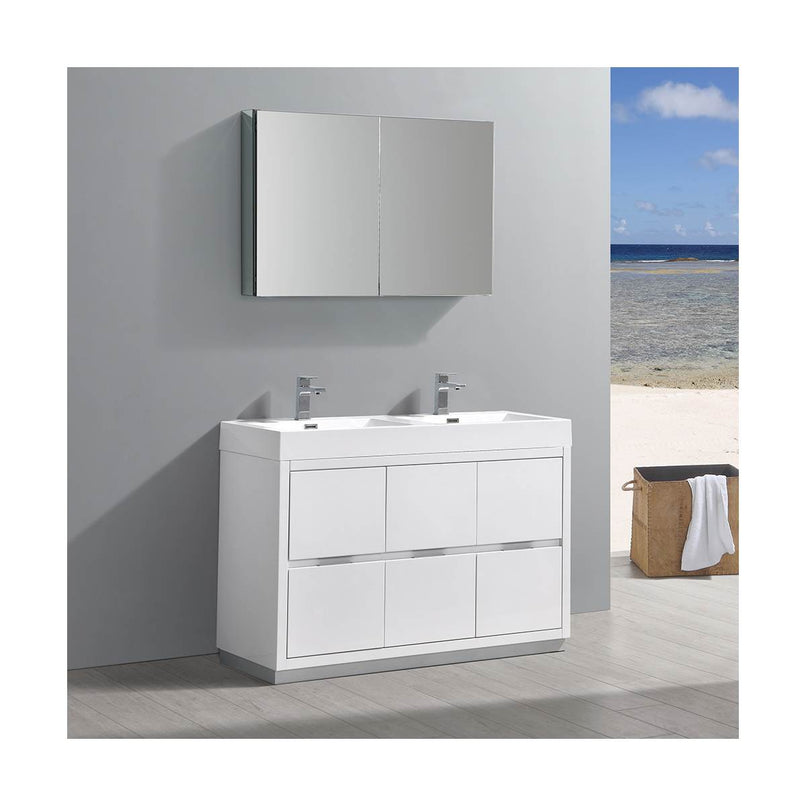 Valencia 48" Free Standing Double Basin Vanity Set with Cabinet, Acrylic Vanity Top, and Medicine Cabinet - image 10