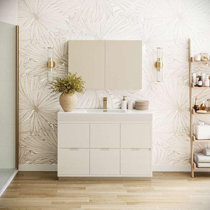 Valencia 48" Free Standing Single Basin Vanity Set with Cabinet, Acrylic Vanity Top, and Medicine Cabinet - image 1