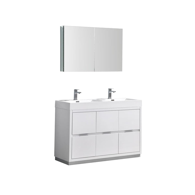 Valencia 48" Free Standing Double Basin Vanity Set with Cabinet, Acrylic Vanity Top, and Medicine Cabinet - image 1