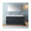Valencia 60" Free Standing Double Basin Vanity Set with Cabinet, Acrylic Vanity Top, and Medicine Cabinet - image 3