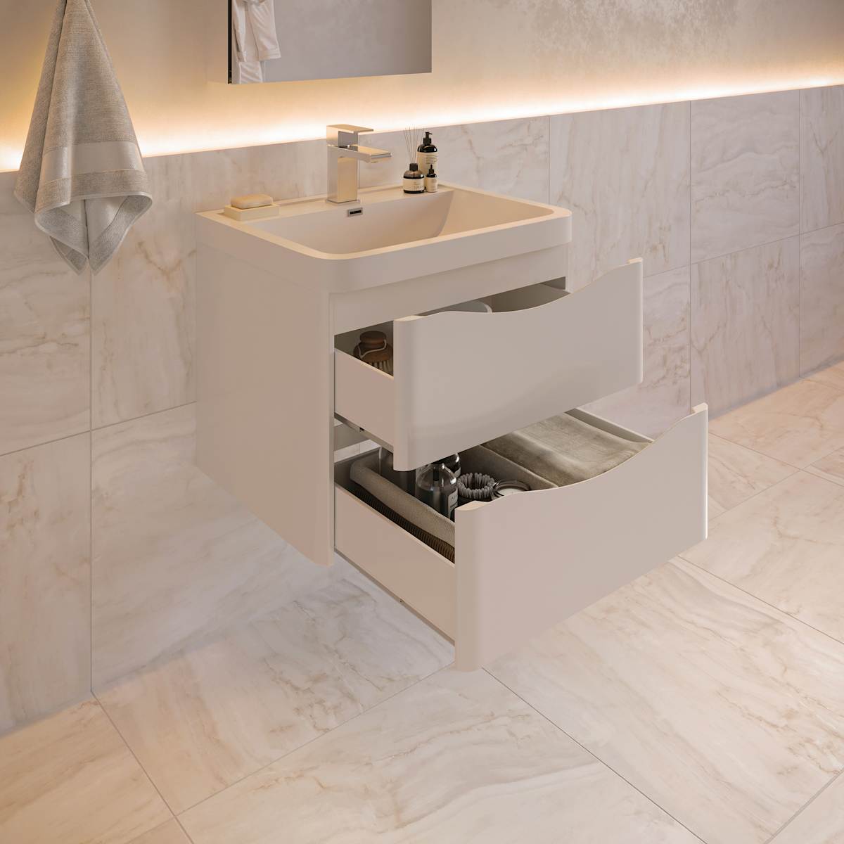 Tuscany 24" Wall Mounted Single Basin Vanity Set with Cabinet, Acrylic Vanity Top, and Medicine Cabinet