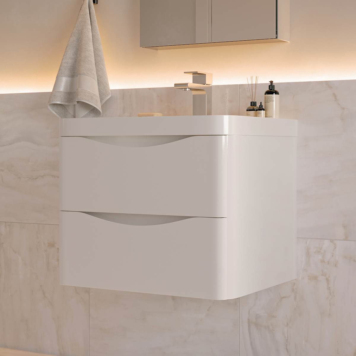 Tuscany 24" Wall Mounted Single Basin Vanity Set with Cabinet, Acrylic Vanity Top, and Medicine Cabinet