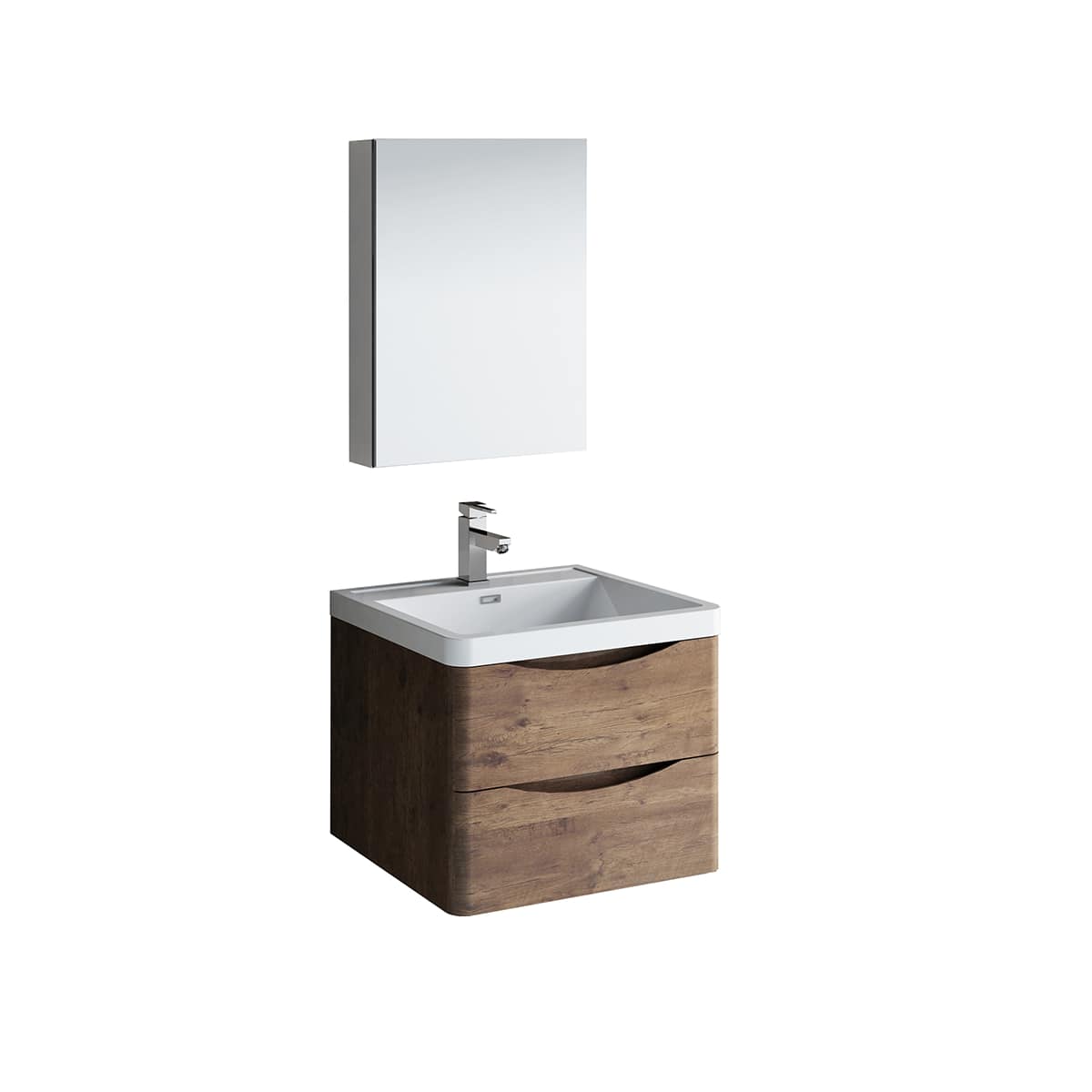 Tuscany 24" Wall Mounted Single Basin Vanity Set with Cabinet, Acrylic Vanity Top, and Medicine Cabinet