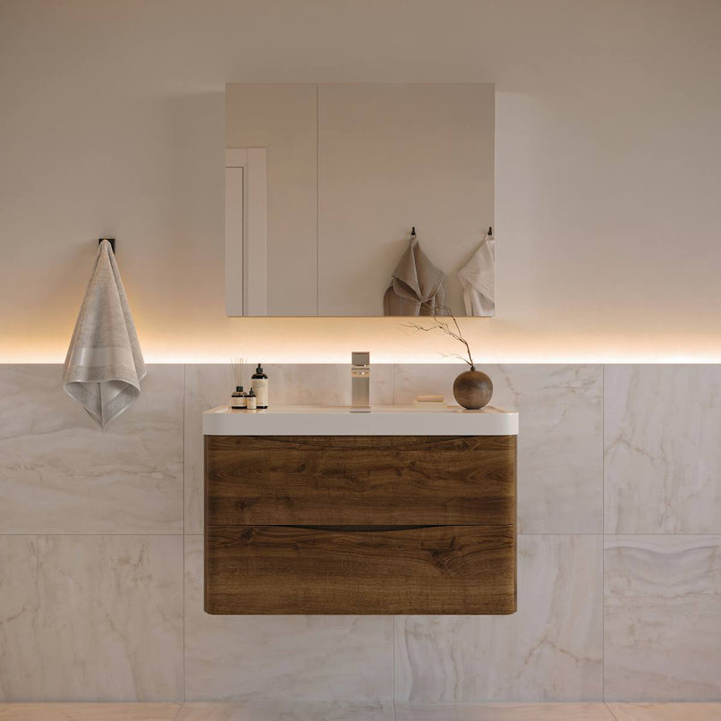 Tuscany 32" Wall Mounted Single Basin Vanity Set with Cabinet, Acrylic Vanity Top, and Medicine Cabinet - image 1