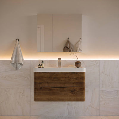 Tuscany 32" Wall Mounted Single Basin Vanity Set with Cabinet, Acrylic Vanity Top, and Medicine Cabinet - image 1