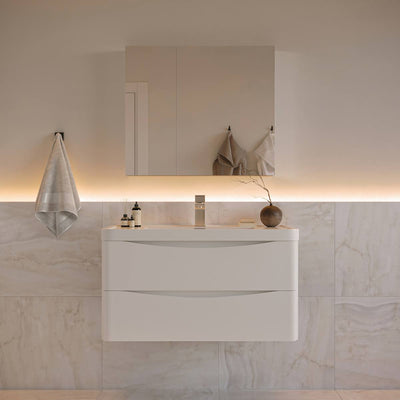 Tuscany 36" Wall Mounted Single Basin Vanity Set with Cabinet, Acrylic Vanity Top, and Medicine Cabinet - image 1