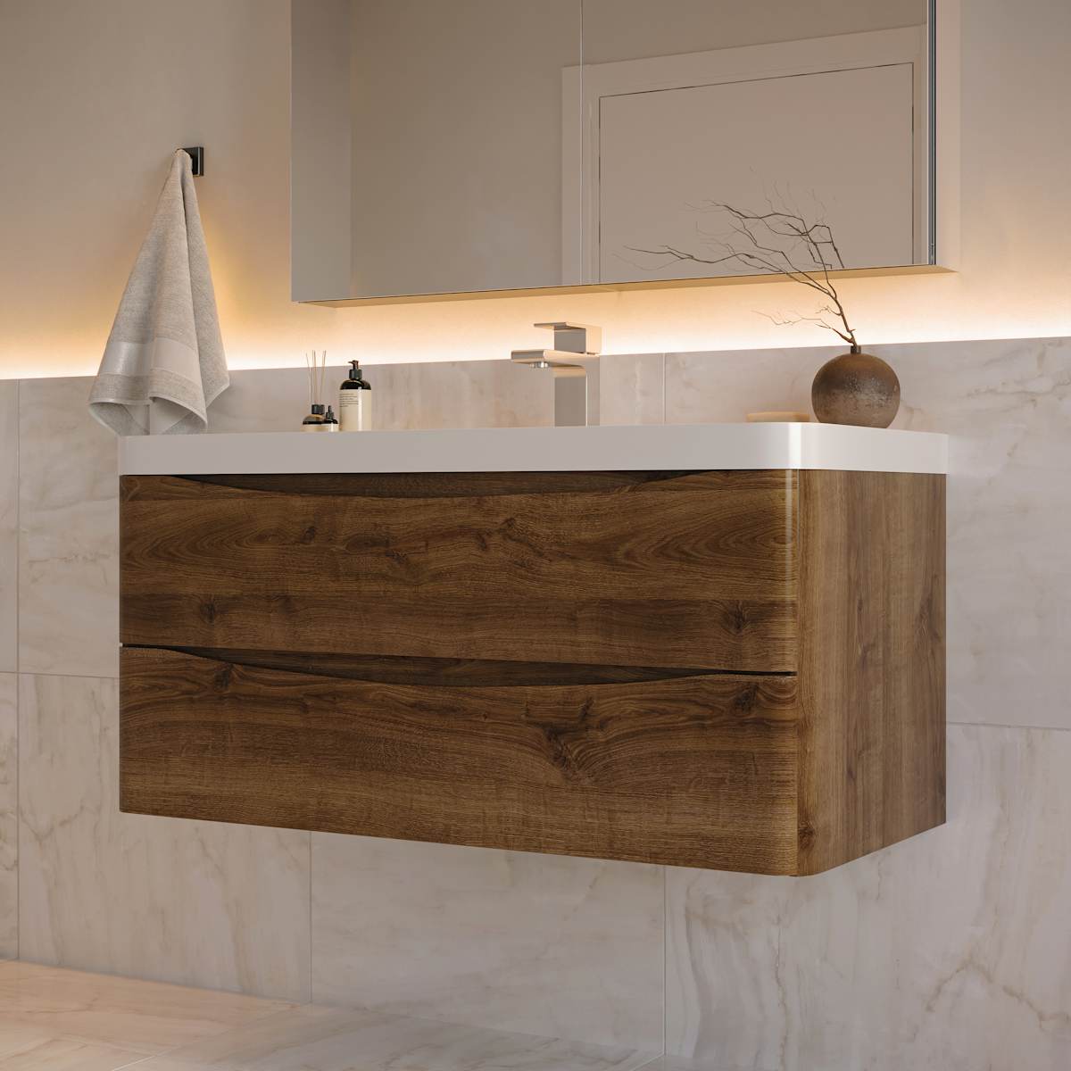 Tuscany 40" Wall Mounted Single Basin Vanity Set with Cabinet, Acrylic Vanity Top, and Medicine Cabinet