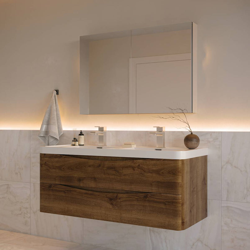 Tuscany 48" Wall Mounted Double Basin Vanity Set with Cabinet, Acrylic Vanity Top, and Medicine Cabinet - image 4