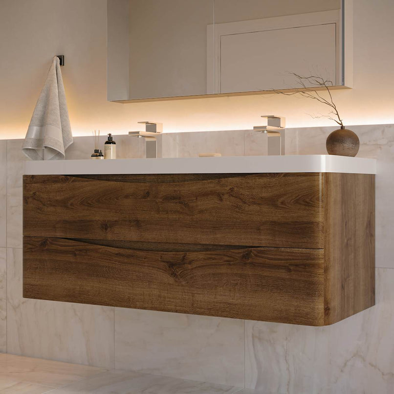 Tuscany 48" Wall Mounted Double Basin Vanity Set with Cabinet, Acrylic Vanity Top, and Medicine Cabinet - image 5