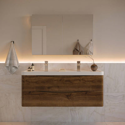 Tuscany 48" Wall Mounted Double Basin Vanity Set with Cabinet, Acrylic Vanity Top, and Medicine Cabinet - image 1