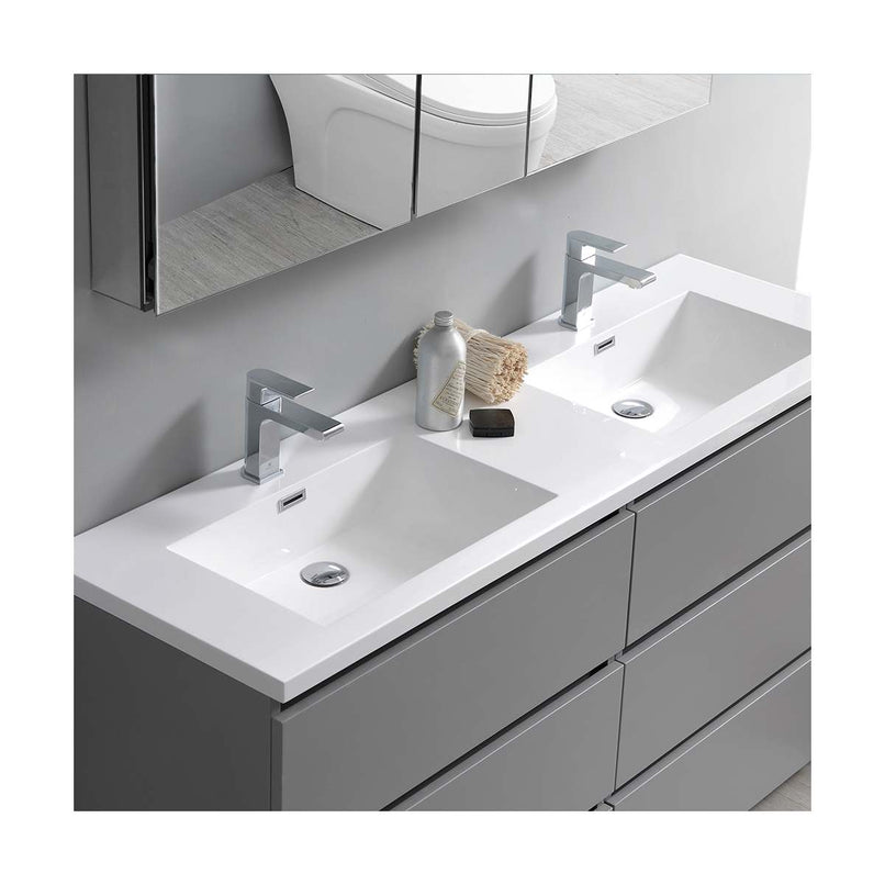 Lazzaro 60" Free Standing Double Basin Vanity Set with Cabinet, Acrylic Vanity Top, and Medicine Cabinet - image 12