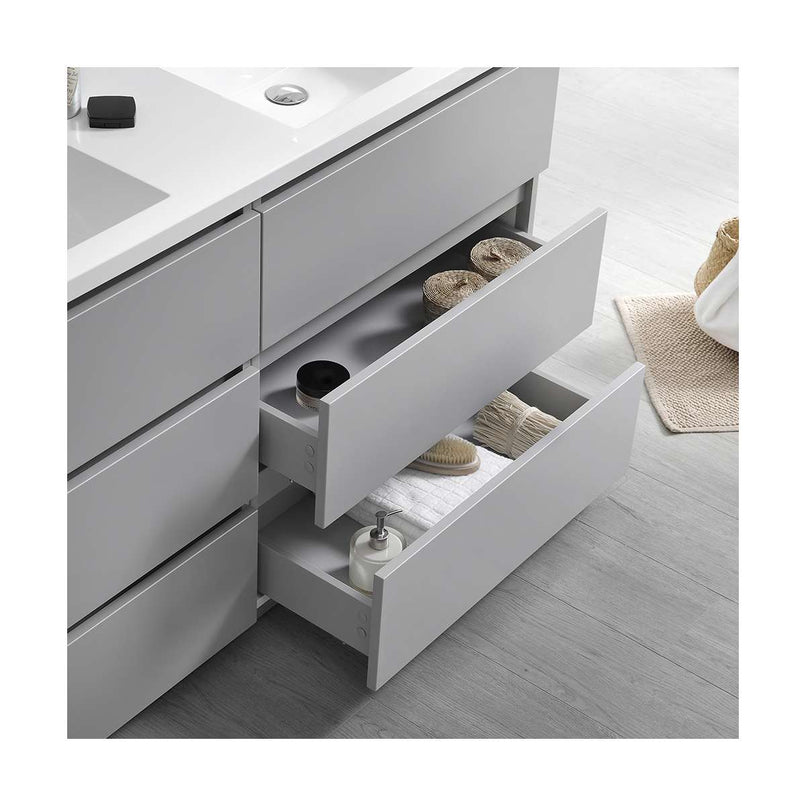 Lazzaro 60" Free Standing Double Basin Vanity Set with Cabinet, Acrylic Vanity Top, and Medicine Cabinet - image 16