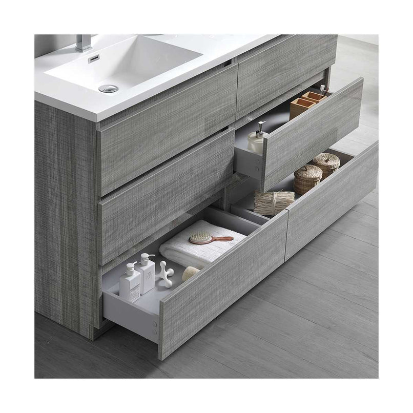 Lazzaro 60" Free Standing Double Basin Vanity Set with Cabinet, Acrylic Vanity Top, and Medicine Cabinet - image 17