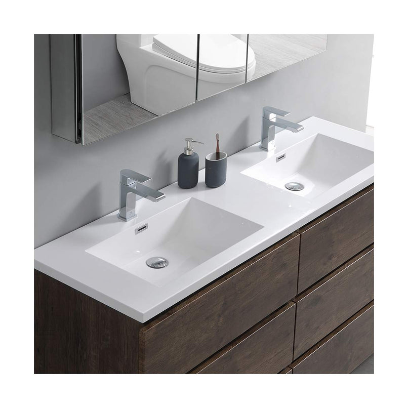 Lazzaro 60" Free Standing Double Basin Vanity Set with Cabinet, Acrylic Vanity Top, and Medicine Cabinet - image 19
