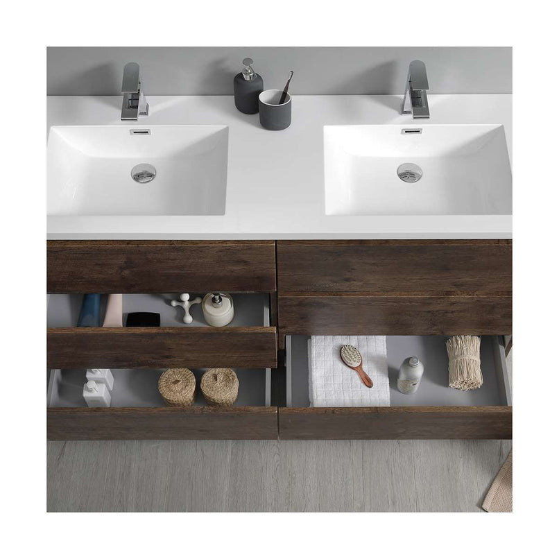 Lazzaro 60" Free Standing Double Basin Vanity Set with Cabinet, Acrylic Vanity Top, and Medicine Cabinet - image 26