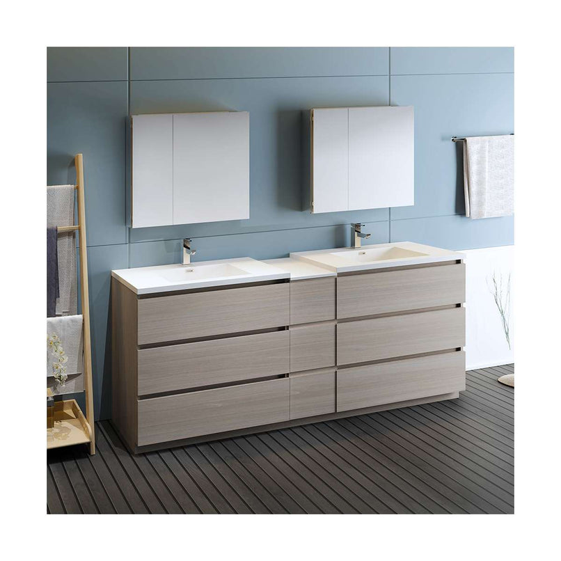 Lazzaro 84" Free Standing Double Basin Vanity Set with Cabinet, Acrylic Vanity Top, and Medicine Cabinet - image 8