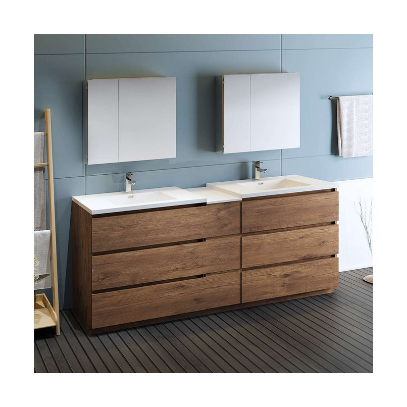 Lazzaro 84" Free Standing Double Basin Vanity Set with Cabinet, Acrylic Vanity Top, and Medicine Cabinet - image 9
