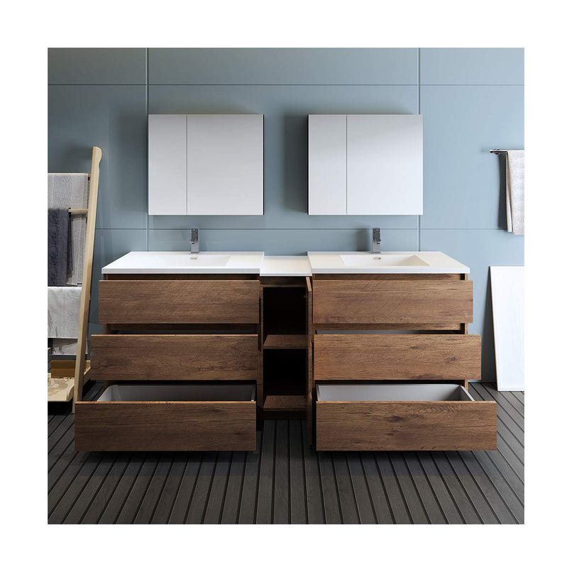 Lazzaro 84" Free Standing Double Basin Vanity Set with Cabinet, Acrylic Vanity Top, and Medicine Cabinet - image 25