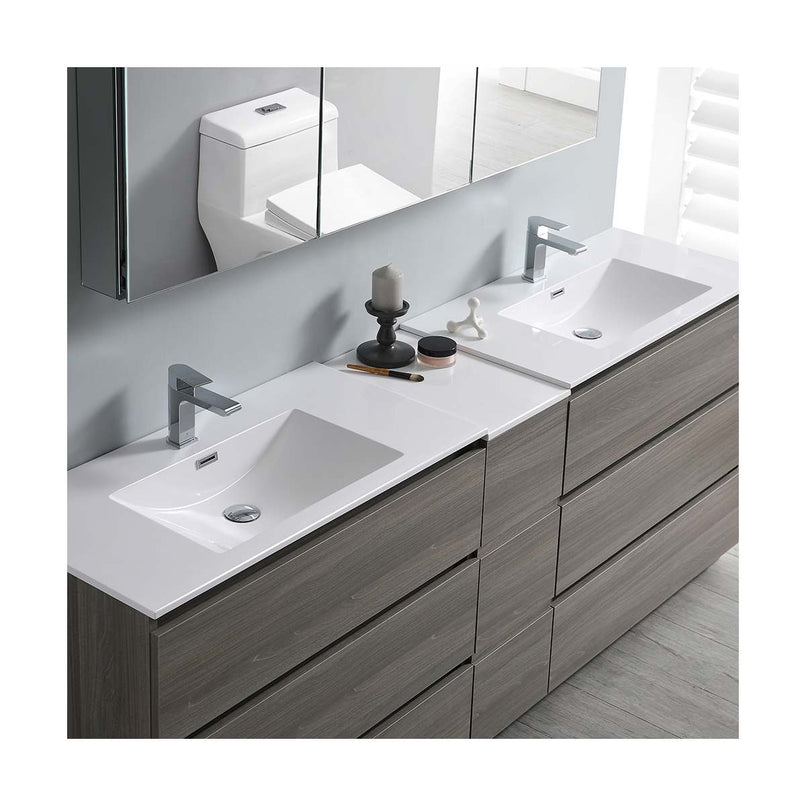 Lazzaro 84" Free Standing Double Basin Vanity Set with Cabinet, Acrylic Vanity Top, and Medicine Cabinet - image 28