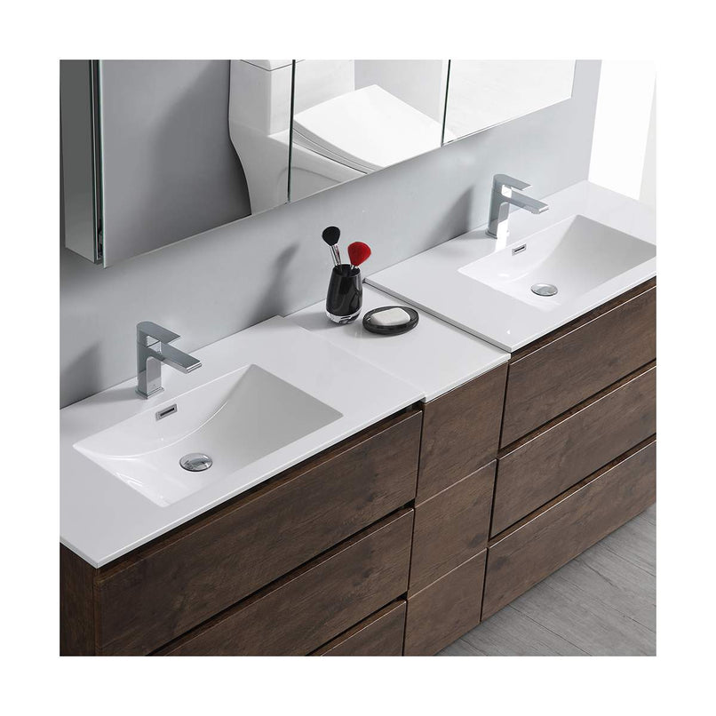 Lazzaro 84" Free Standing Double Basin Vanity Set with Cabinet, Acrylic Vanity Top, and Medicine Cabinet - image 29