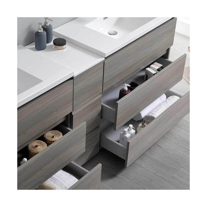 Lazzaro 84" Free Standing Double Basin Vanity Set with Cabinet, Acrylic Vanity Top, and Medicine Cabinet - image 32