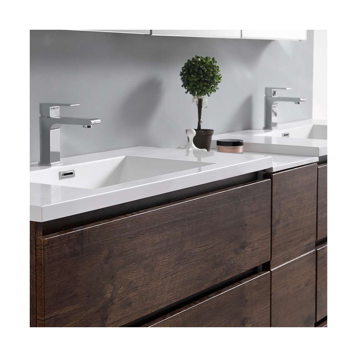 Lazzaro 84" Free Standing Double Basin Vanity Set with Cabinet, Acrylic Vanity Top, and Medicine Cabinet - image 37