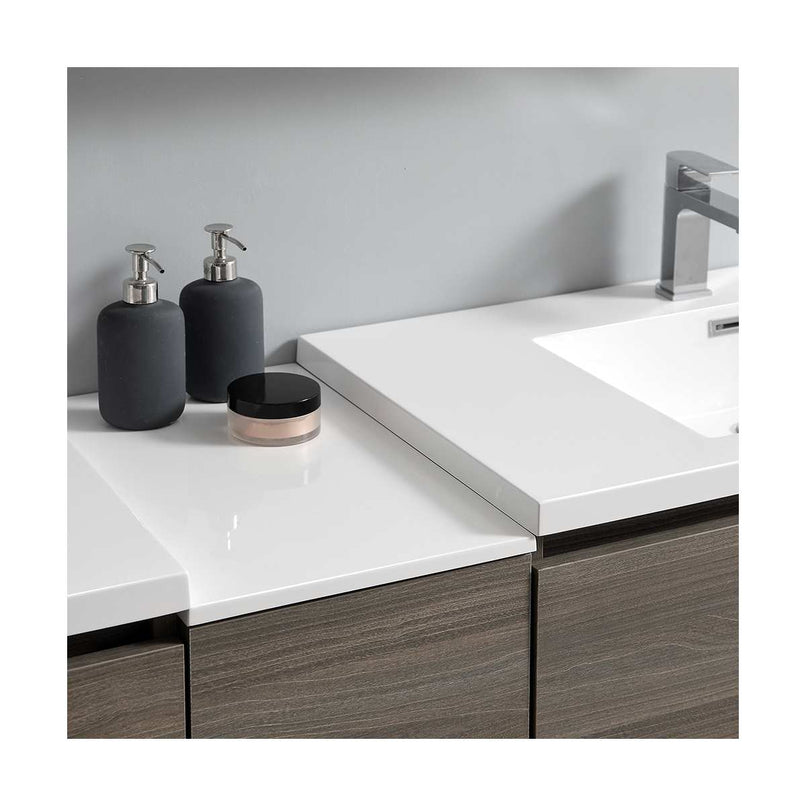 Lazzaro 84" Free Standing Double Basin Vanity Set with Cabinet, Acrylic Vanity Top, and Medicine Cabinet - image 4
