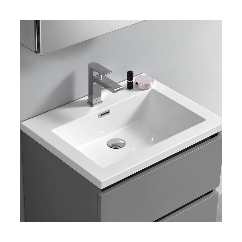 Lazzaro 24" Free Standing Single Basin Vanity Set with Cabinet, Acrylic Vanity Top, and Medicine Cabinet - image 4